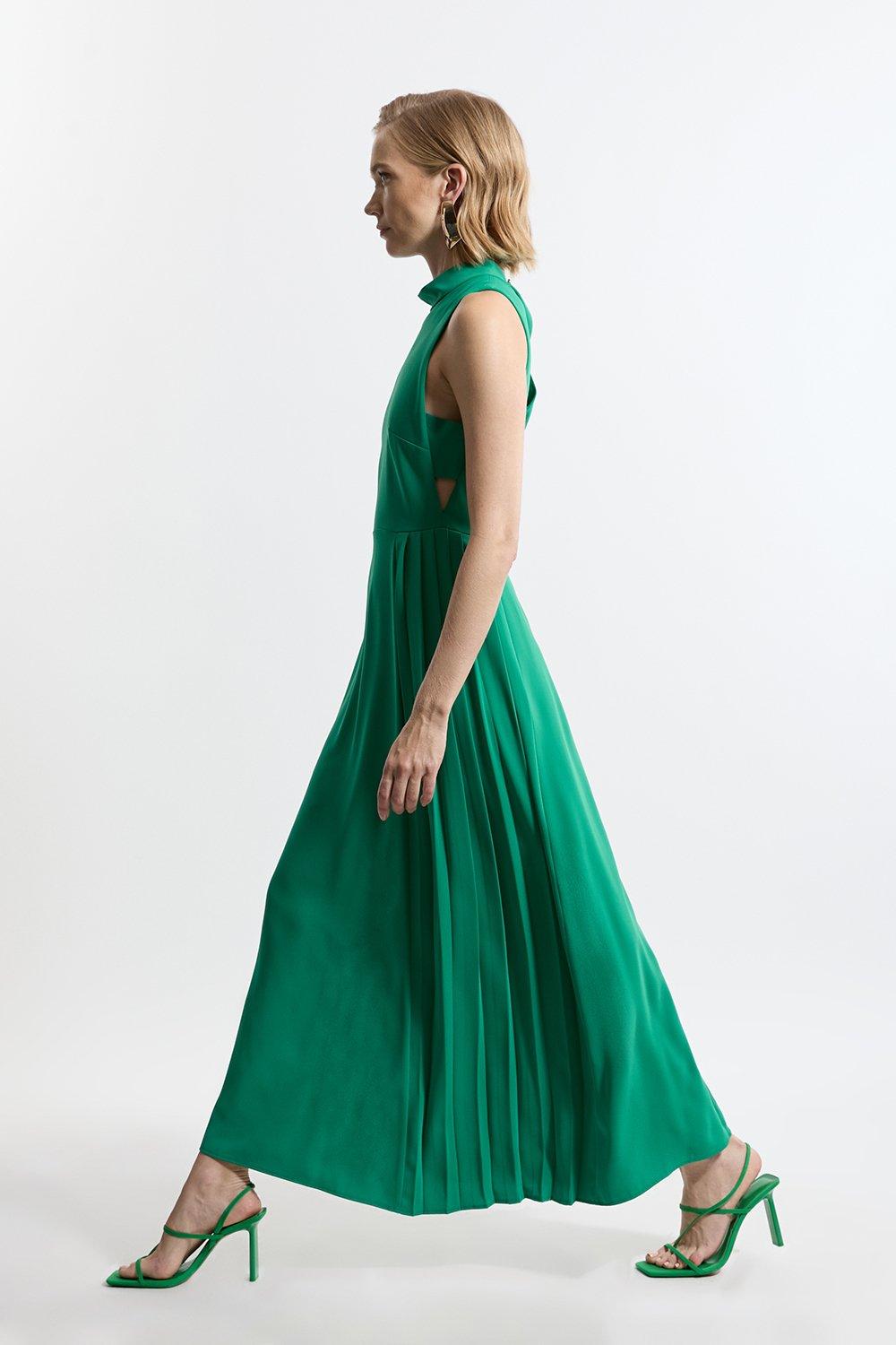 Karen millen shop green pleated dress