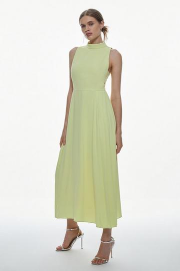 Soft Tailored Pleated Panel Midaxi Dress lime