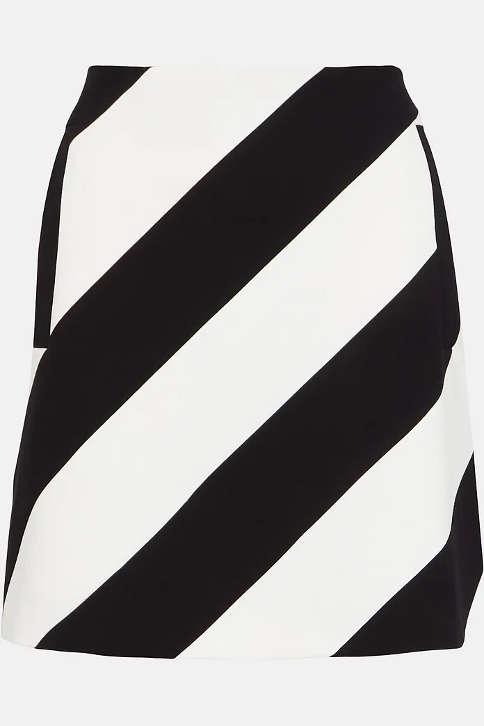 Compact Stretch Diagonal Stripe Mini Skirt Compact Stretch Diagonal Stripe Mini Skirt