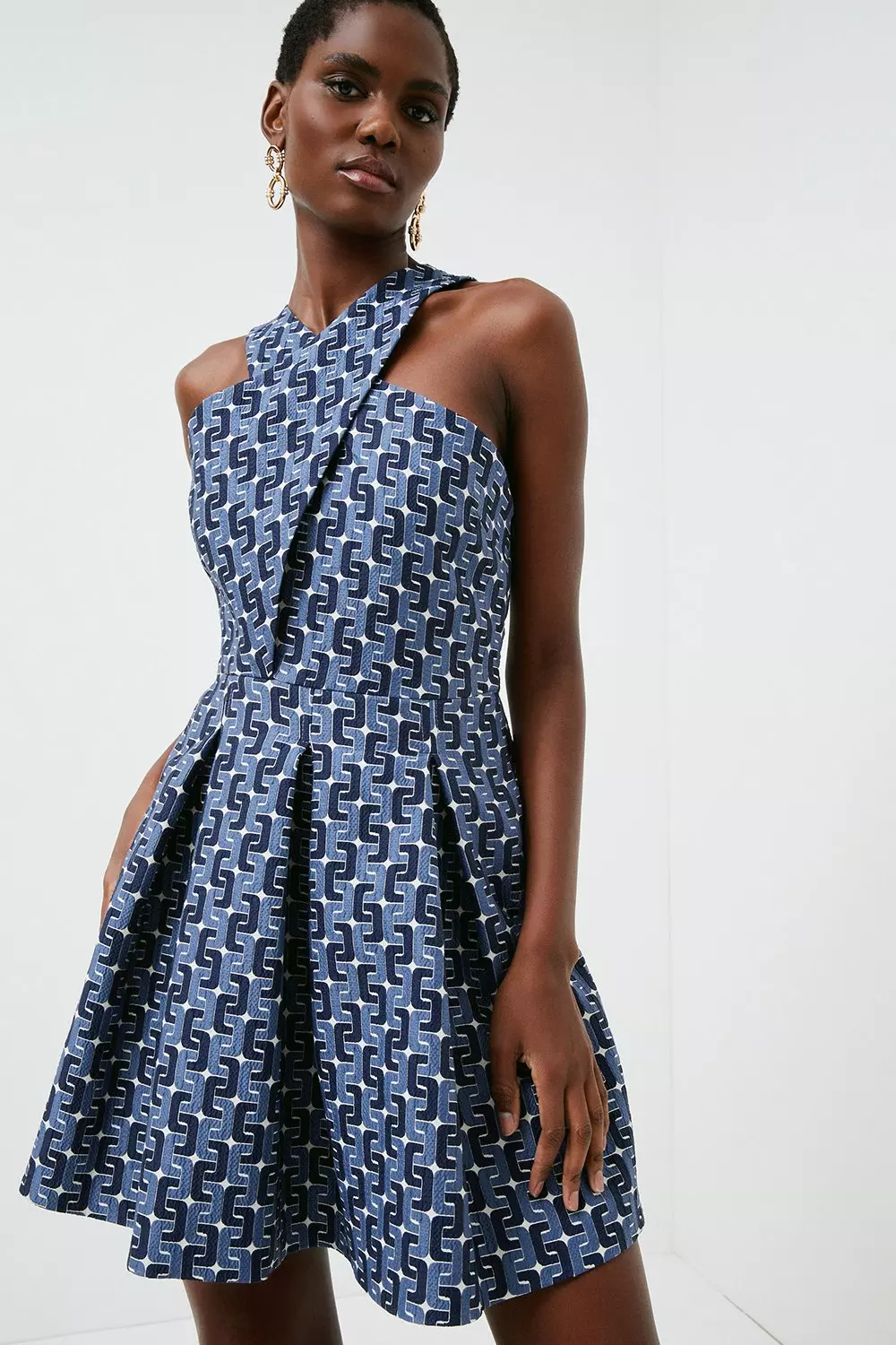 Chain print mini outlet dress