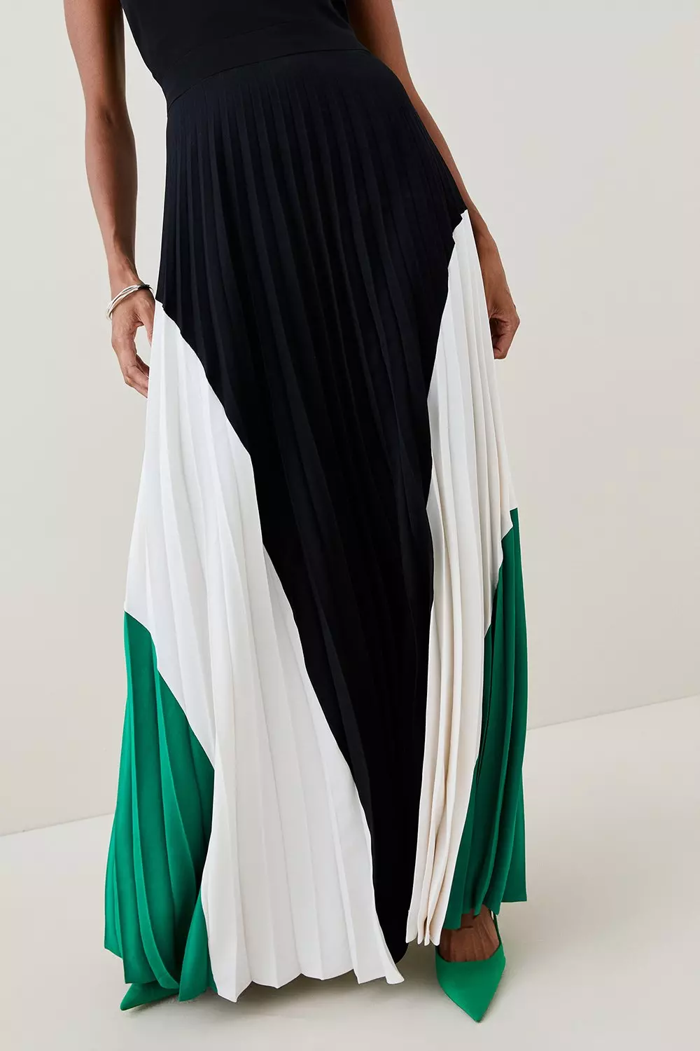 Soft Tailored Pleat Colourblock Halter Maxi Dress Karen Millen