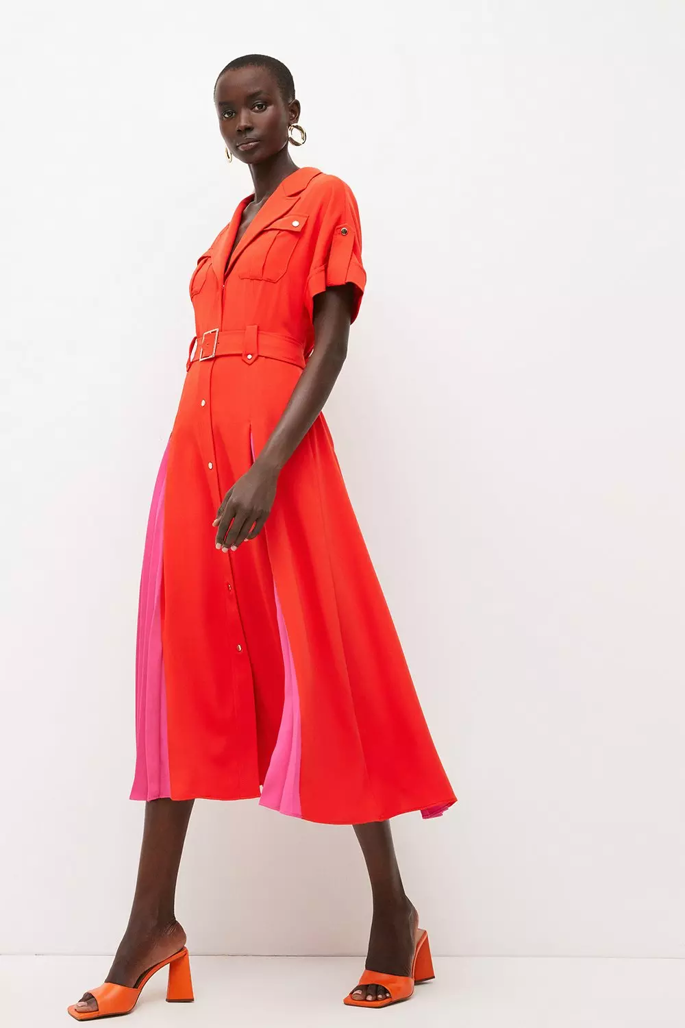 Pleated 2025 colorblock dress