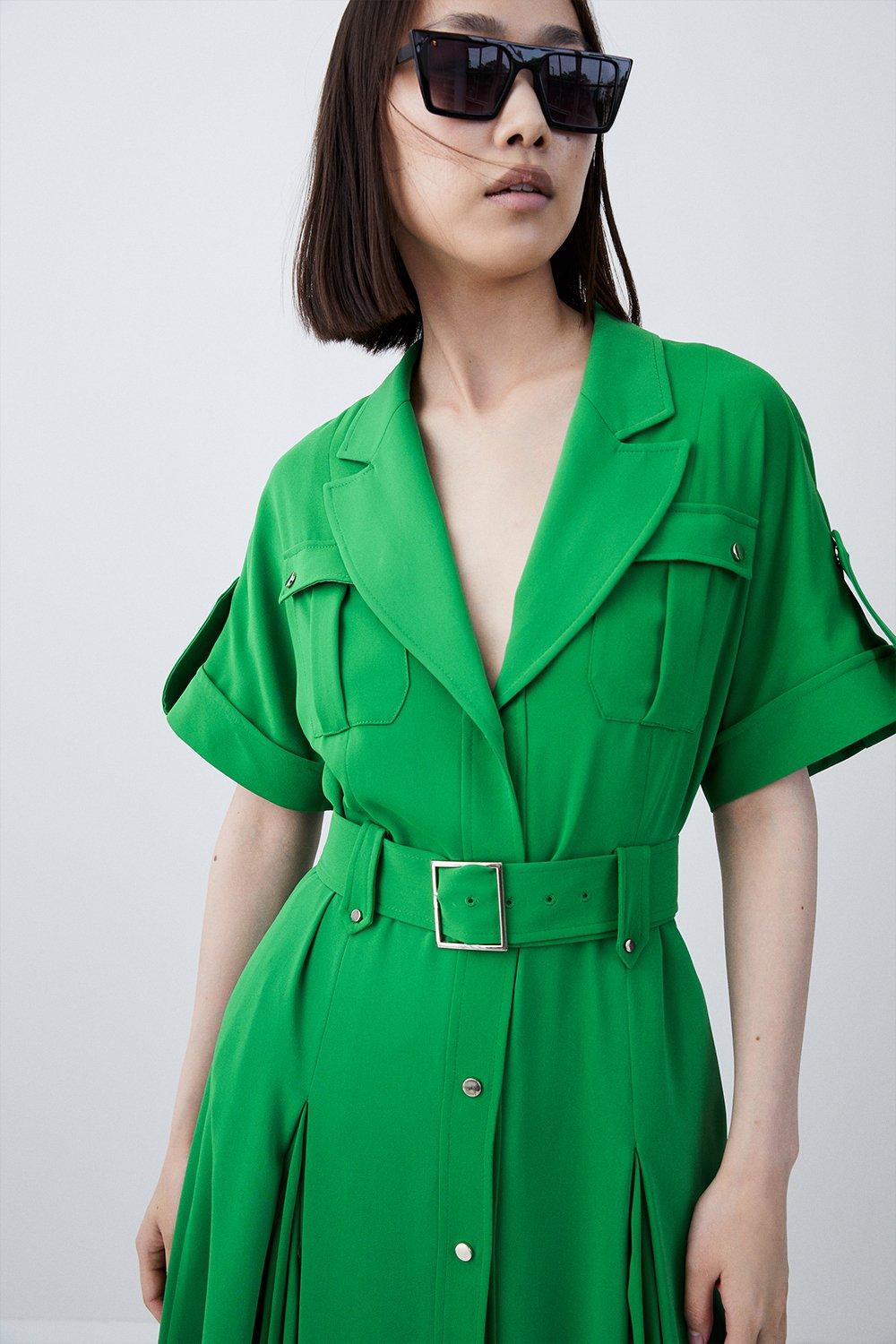 Karen millen green hot sale silk wrap dress