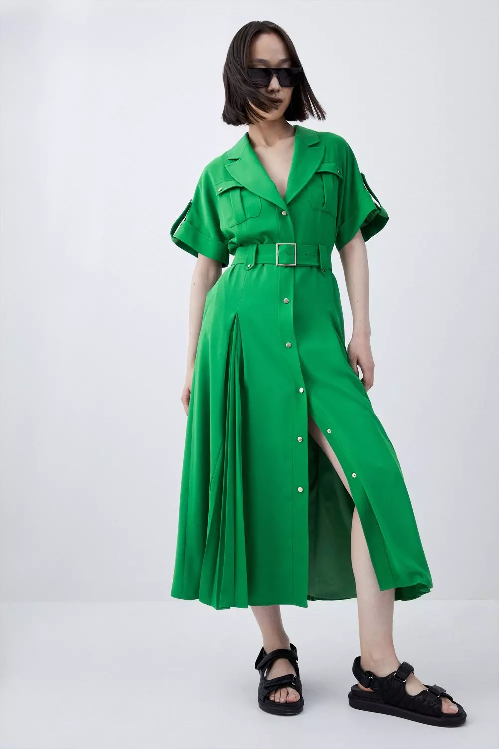 Green shirt maxi store dress