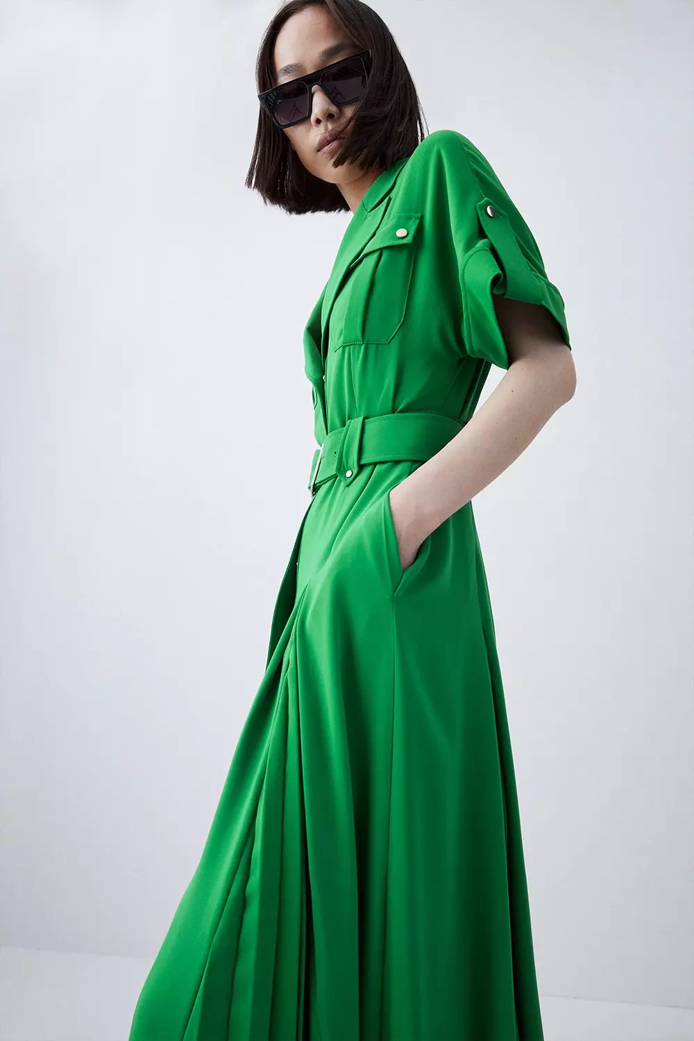 Green shirt maxi store dress