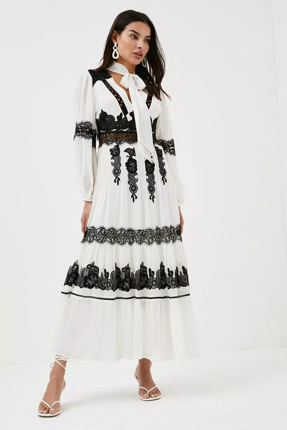 Lace embroidered maxi on sale dress