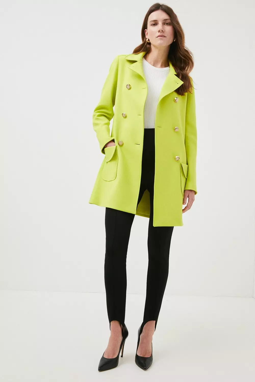 Women's short double breasted hot sale coat