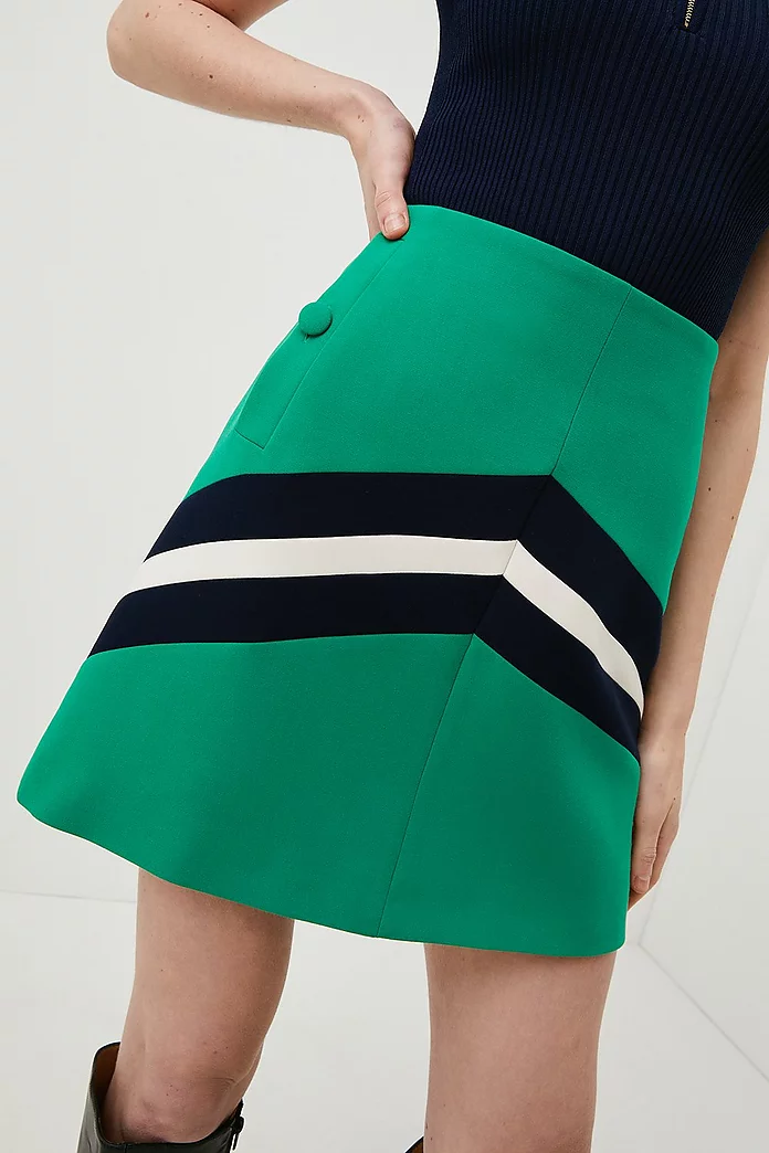 Begrafenis Verdragen Tapijt Compact Stretch Stripe Color Block Skirt | Karen Millen