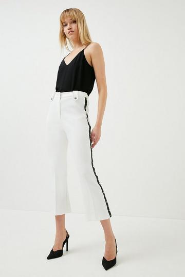 Compact Stretch Slim Flare Pants ivory
