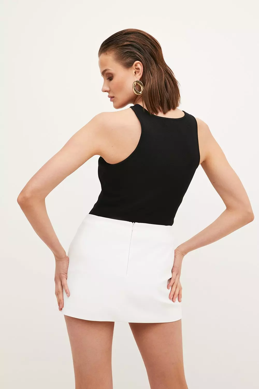 White stretch on sale mini pencil skirt