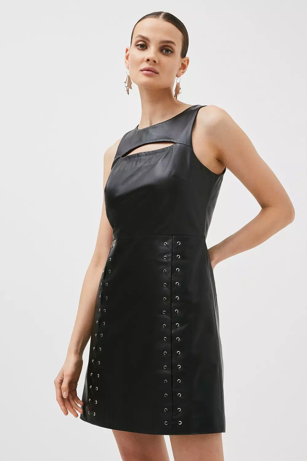 Leather a shop line dress