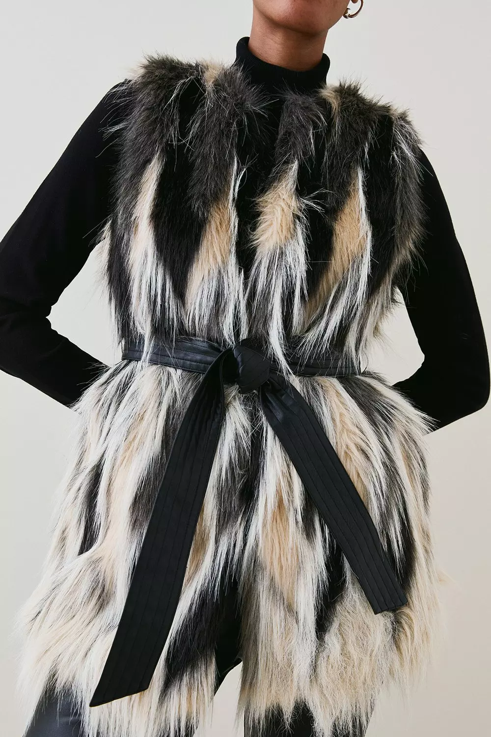 Belted Fox Fur Coat - Luxury Beige