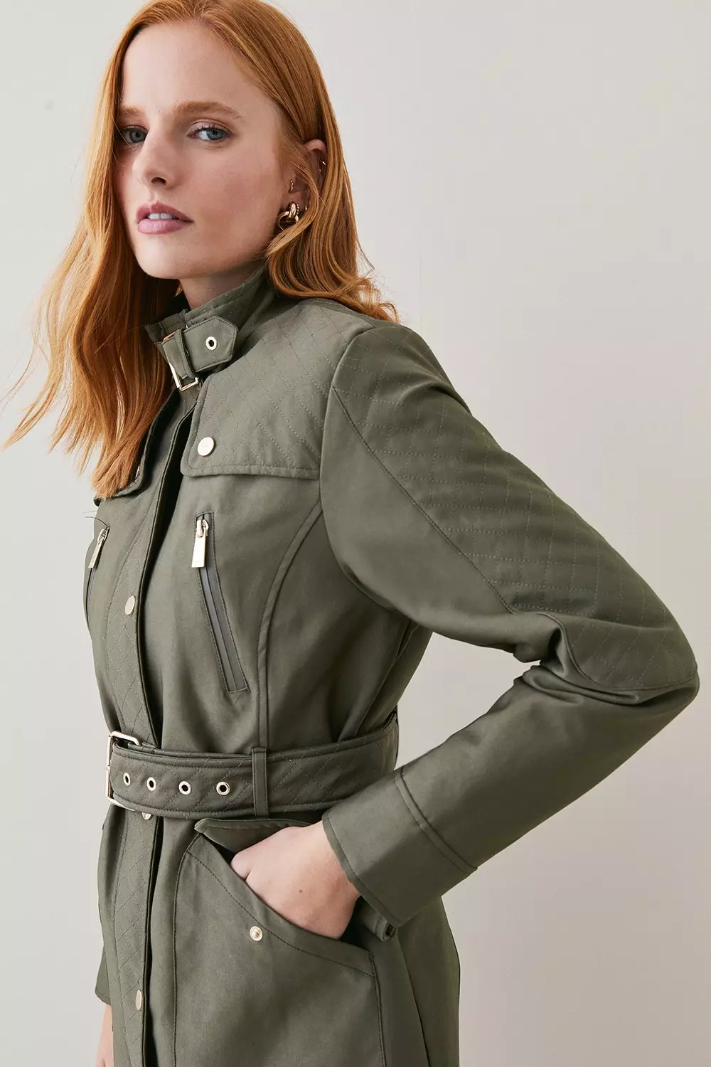 Waterproof cheap belted coat