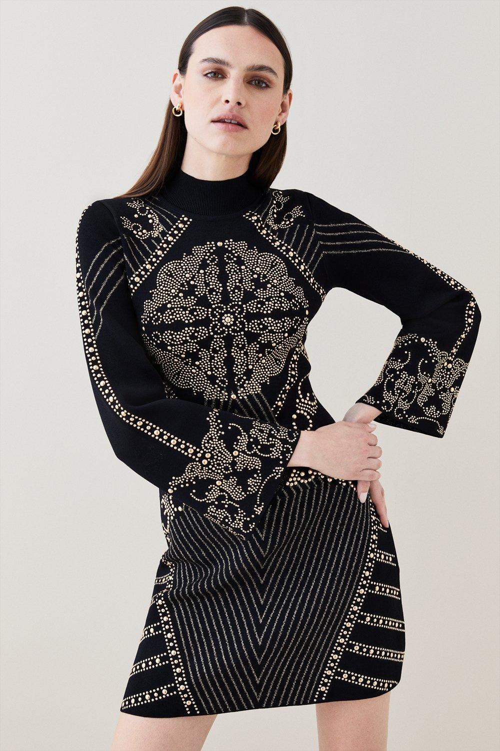 Embellished Swing Knit Mini Dress | Karen Millen