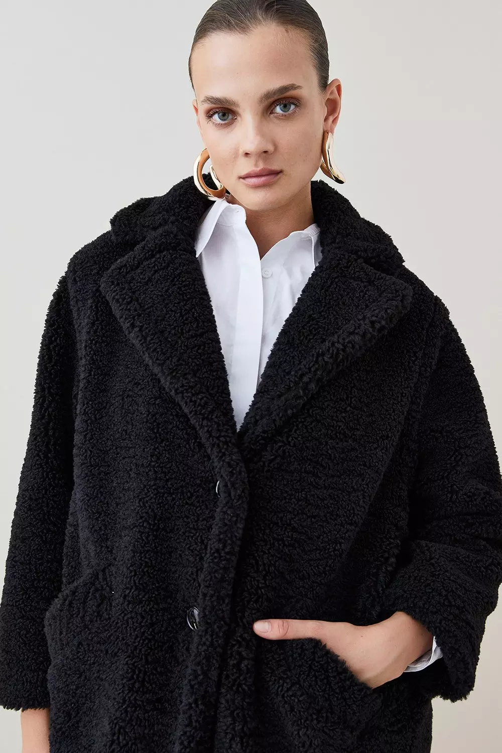 Karen millen tailored hot sale teddy coat