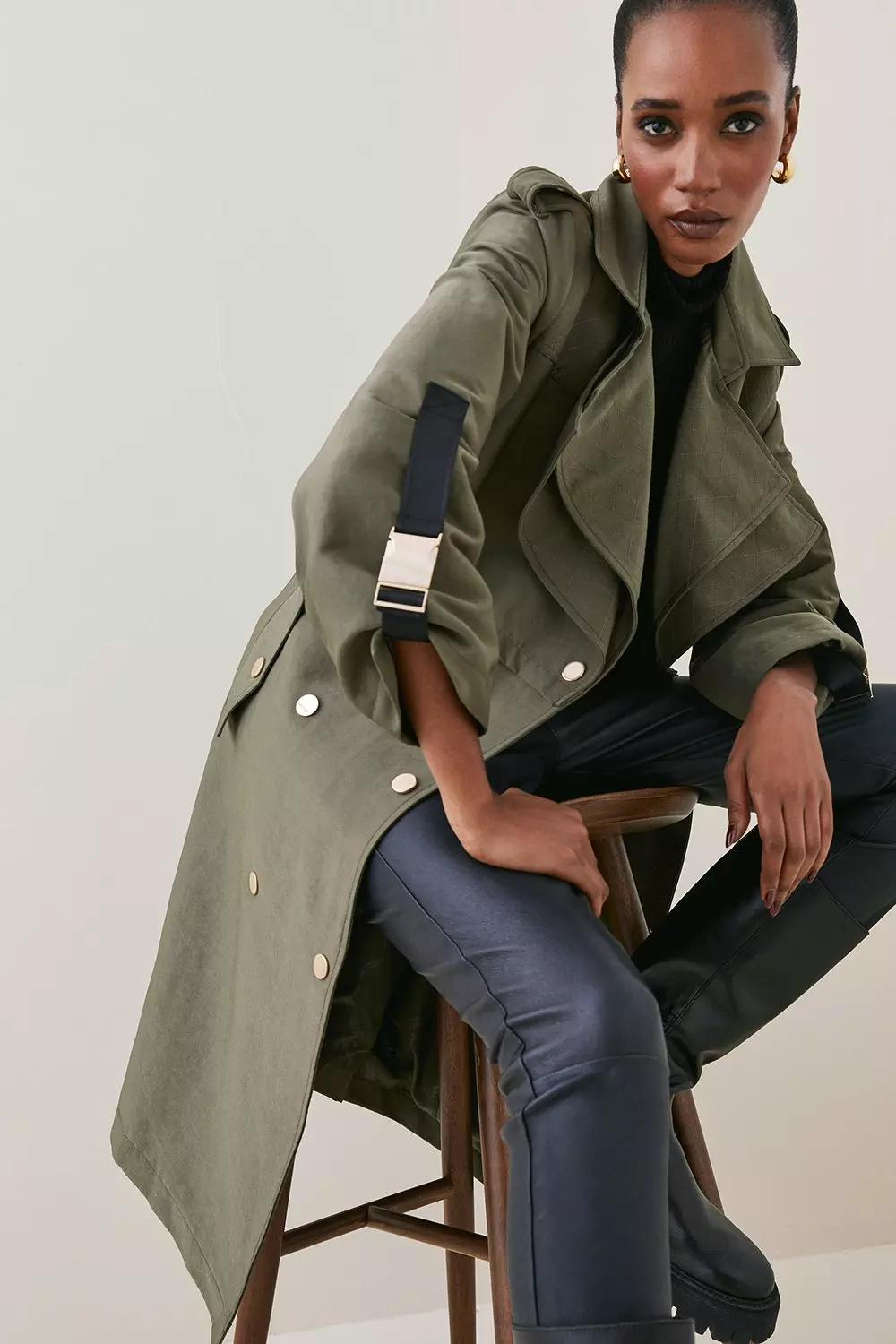 Olive green outlet trench coat womens