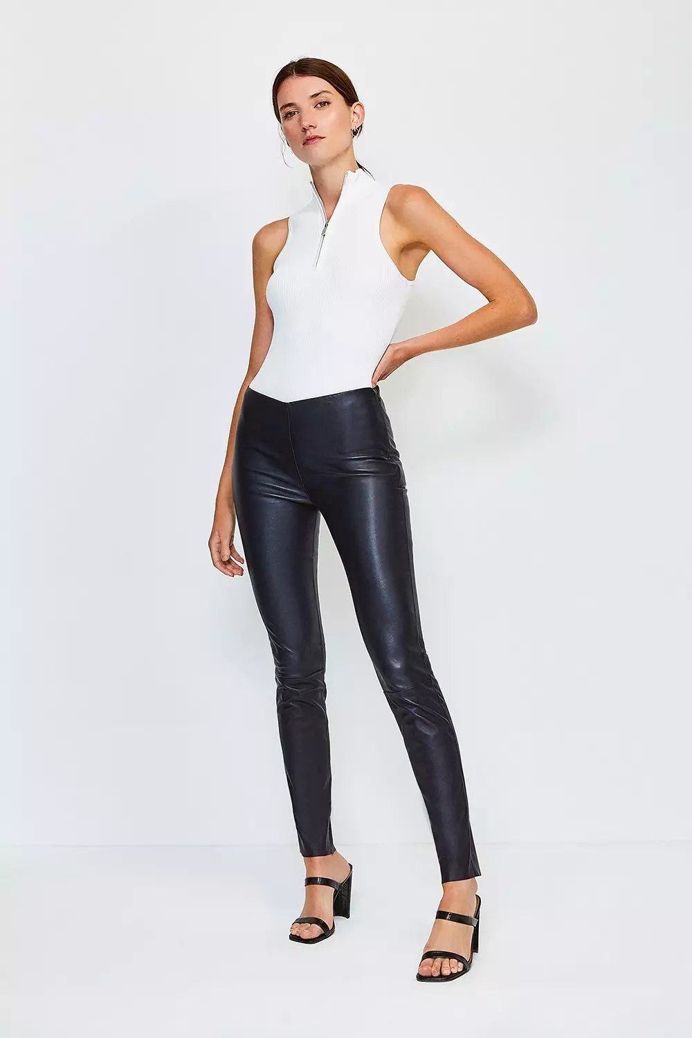 Stretch Denim And Mesh Stirrup Legging