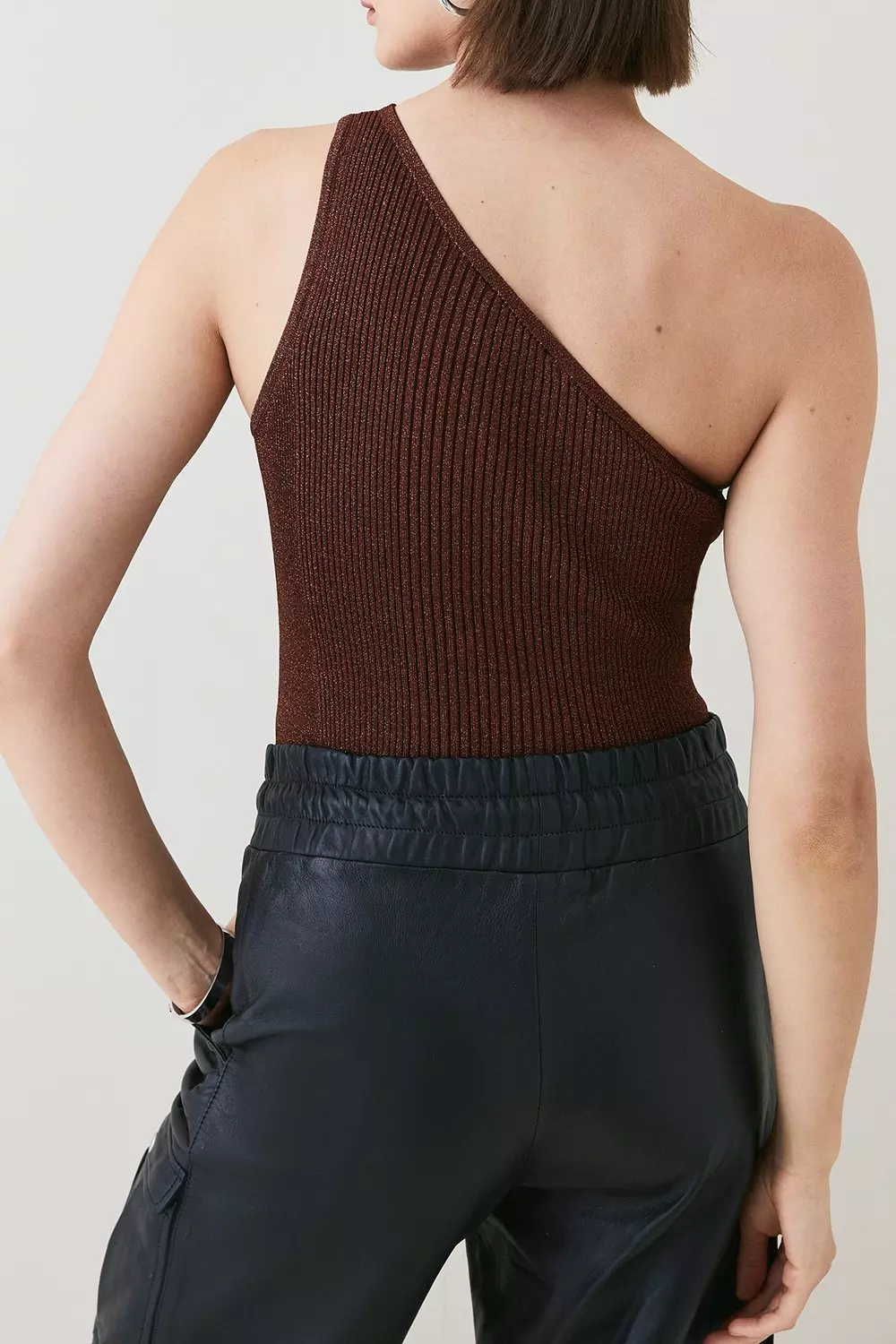 One Shoulder Rib Knit Top