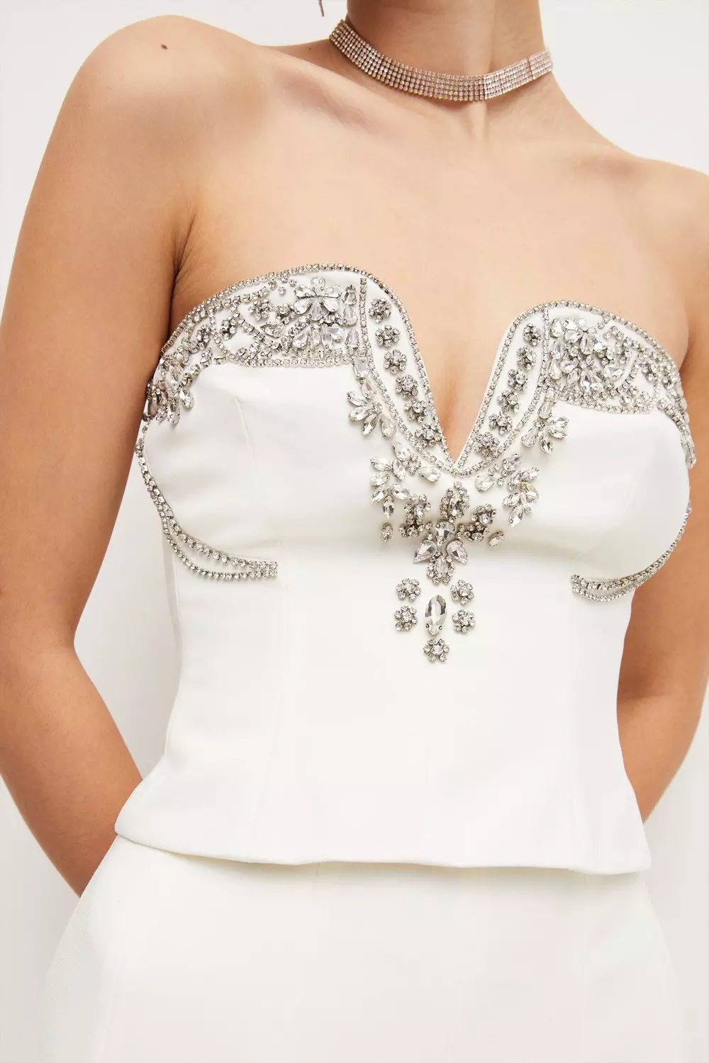 Petite Crystal Embellished Cady Woven Corset