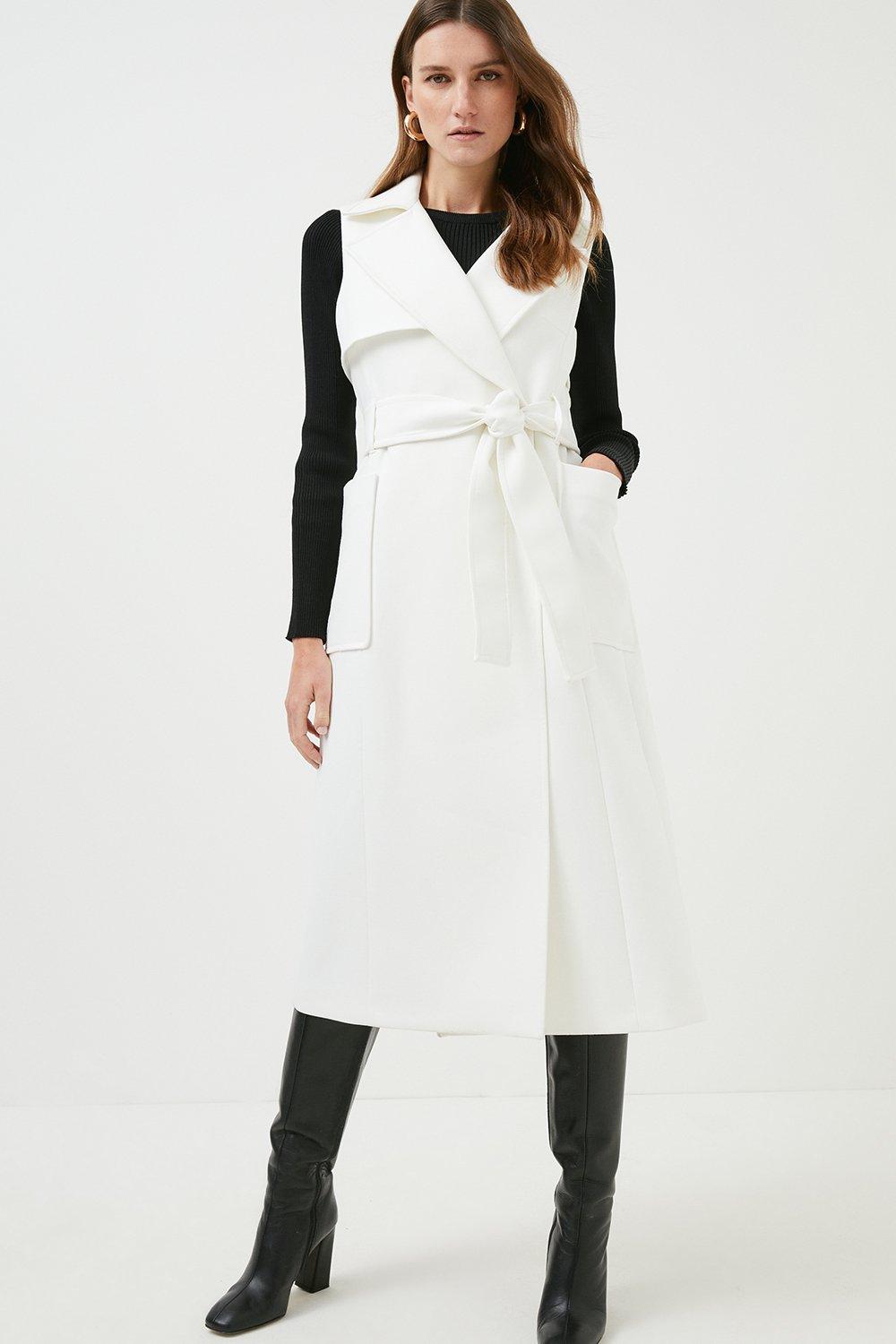 Luxe Tailored Sleeveless Trench Belted Coat | Karen Millen