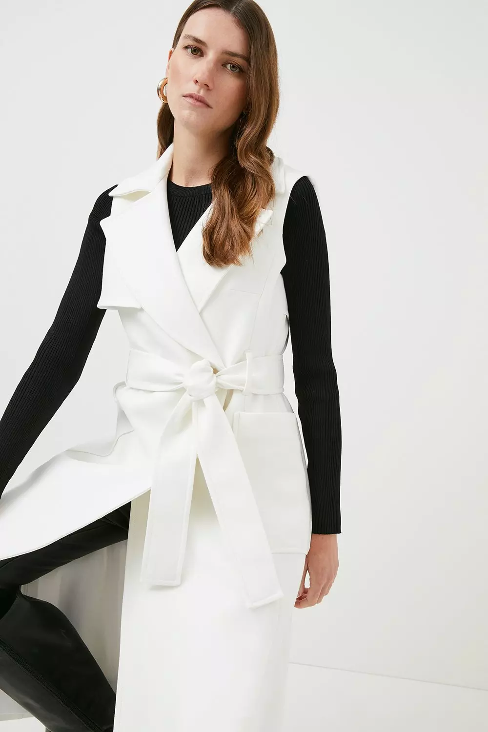 White sleeveless trench outlet dress