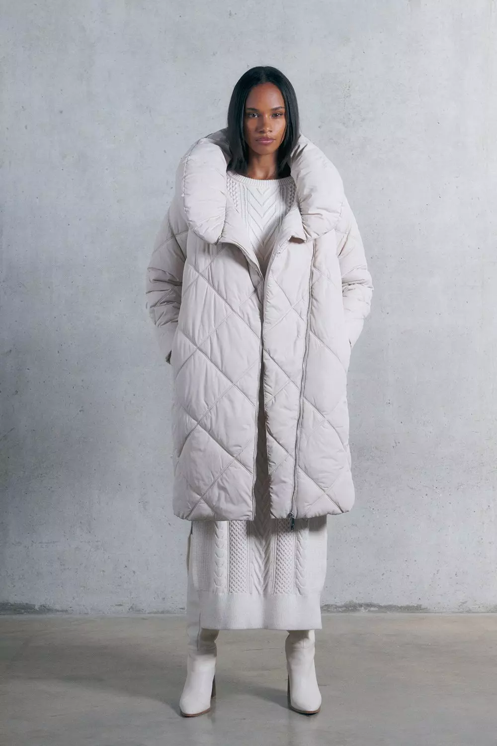 Long white puffer coat on sale