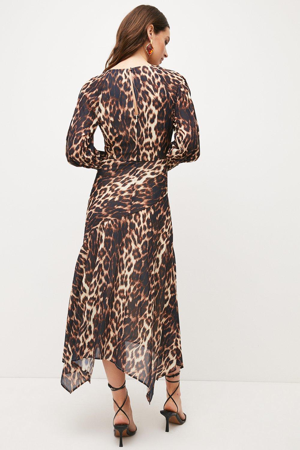 leopard print balloon sleeve dress