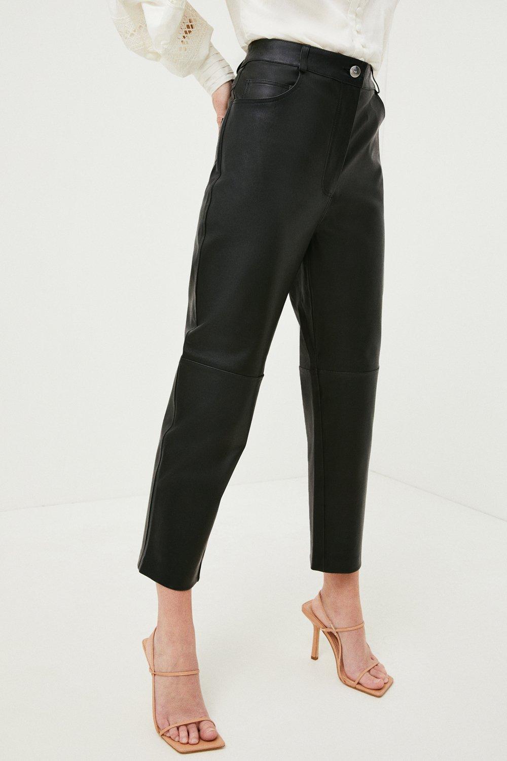 Lydia Millen Petite Leather Slim Leg Trousers | Karen Millen