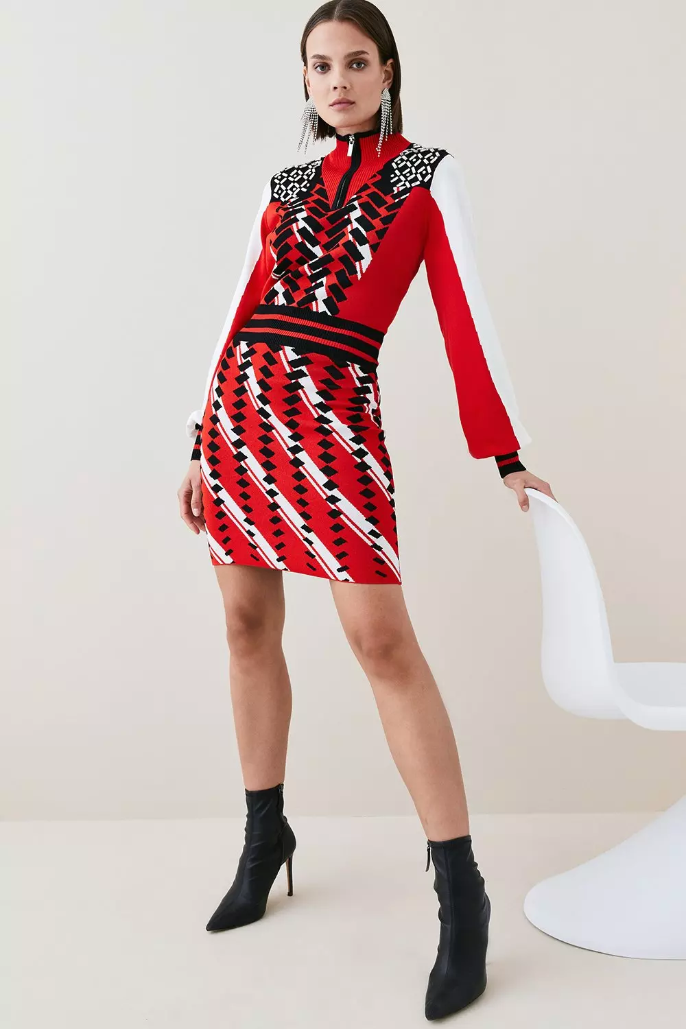 Karen millen red knit dress sale