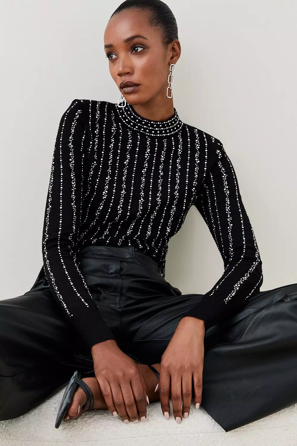 Linear Crystal Embellishment Sweater | Karen Millen