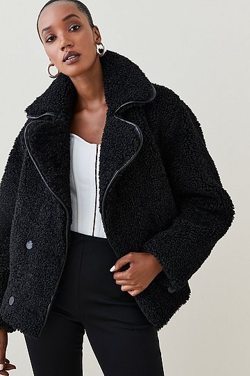 Teddy Double Breasted Short Coat