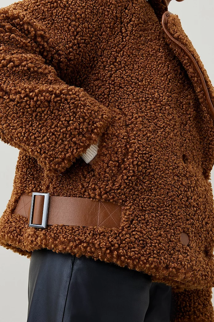 Teddy Double Breasted Short Coat | Karen Millen