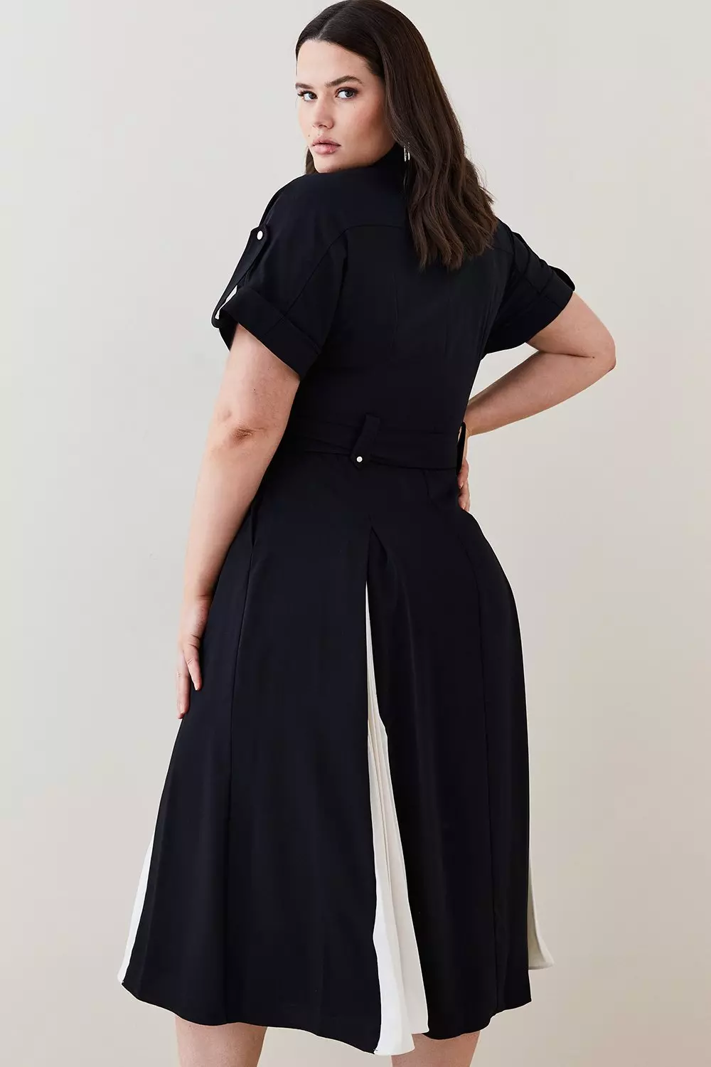 Unique Vintage Plus Size Black Button Swing Dress