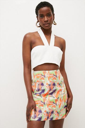 Abstract Jacquard A Line Mini Skirt multi