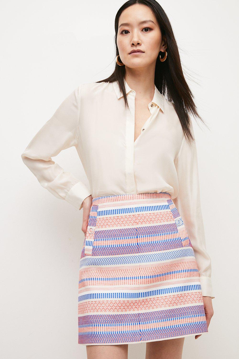 Stripe Jacquard Volume Skirt-connectedremag.com