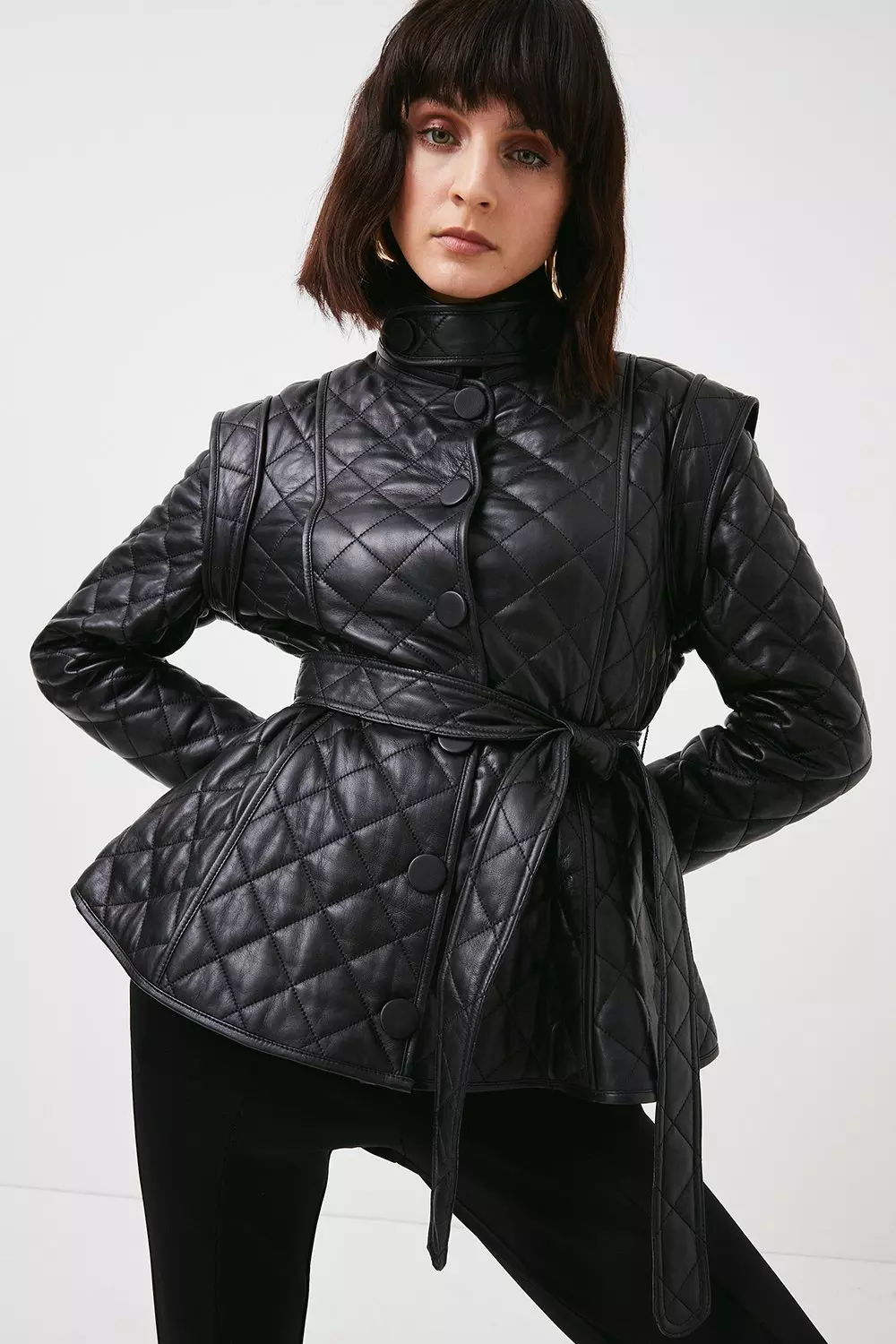 Leather Quilted Peplum Jacket