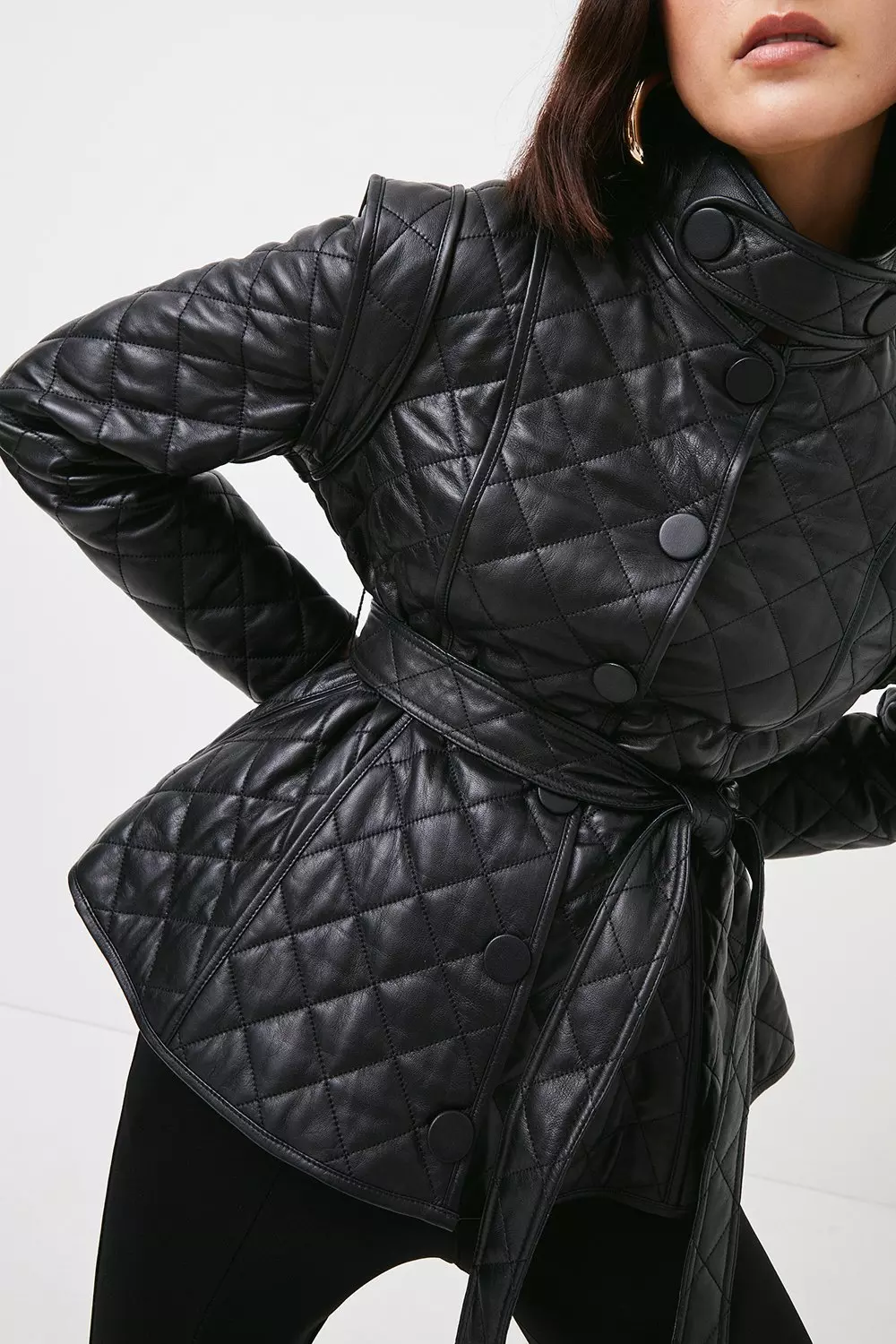 Karen millen shop black quilted coat