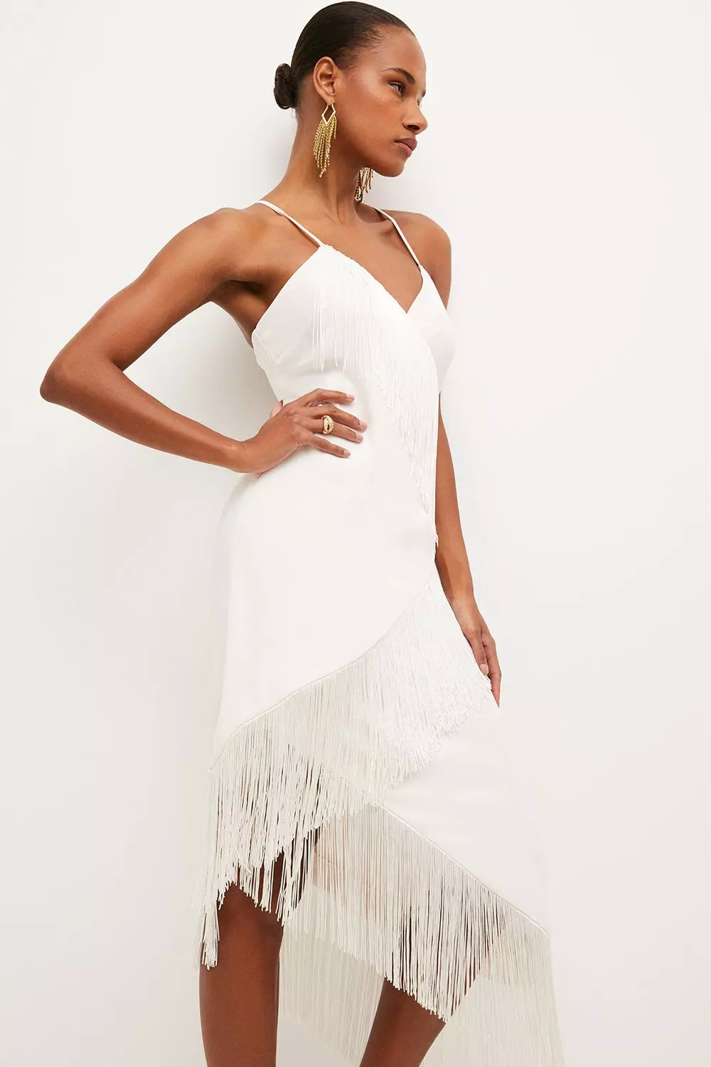 White tassel midi hot sale dress