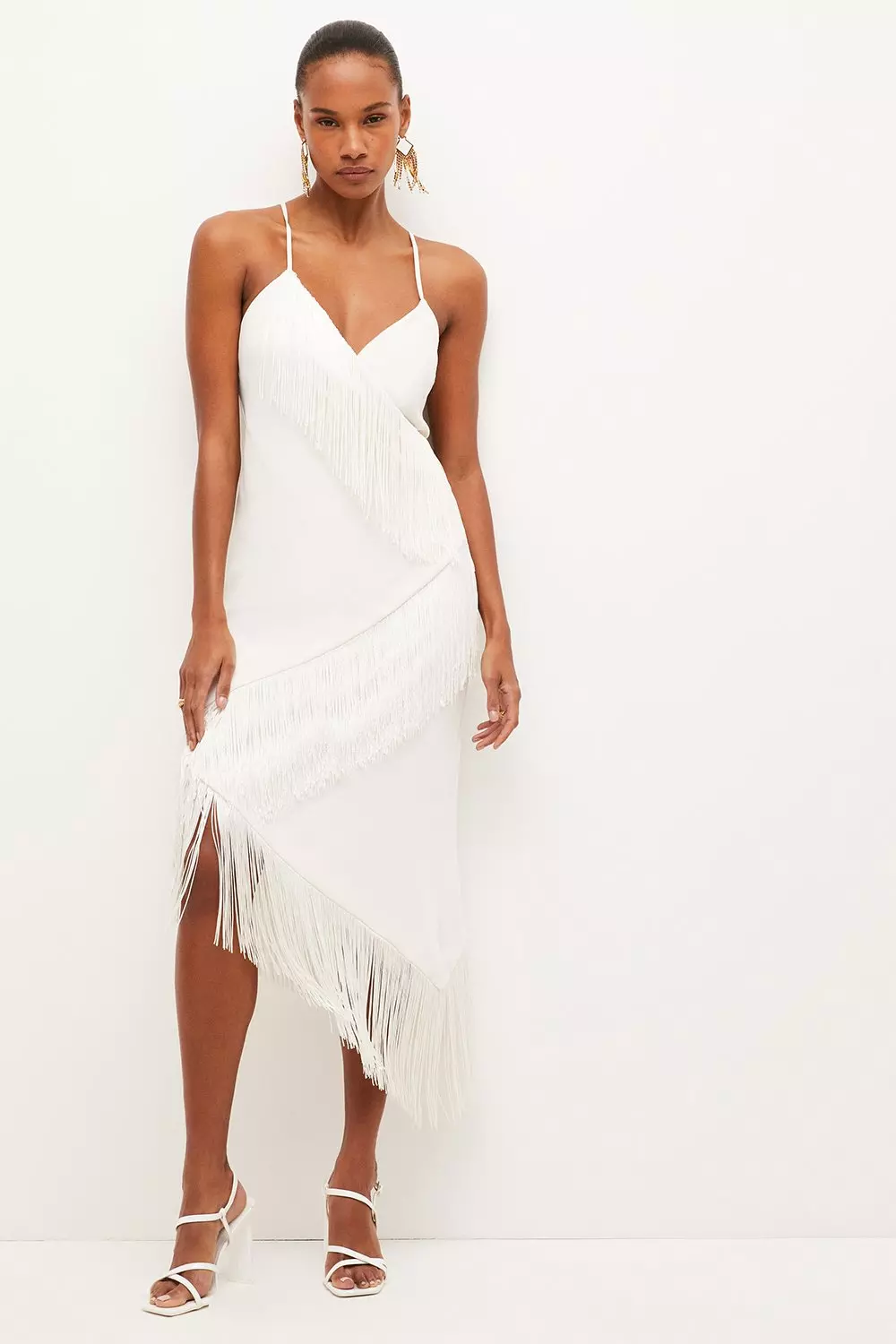 Karen millen shop fringed midi dress