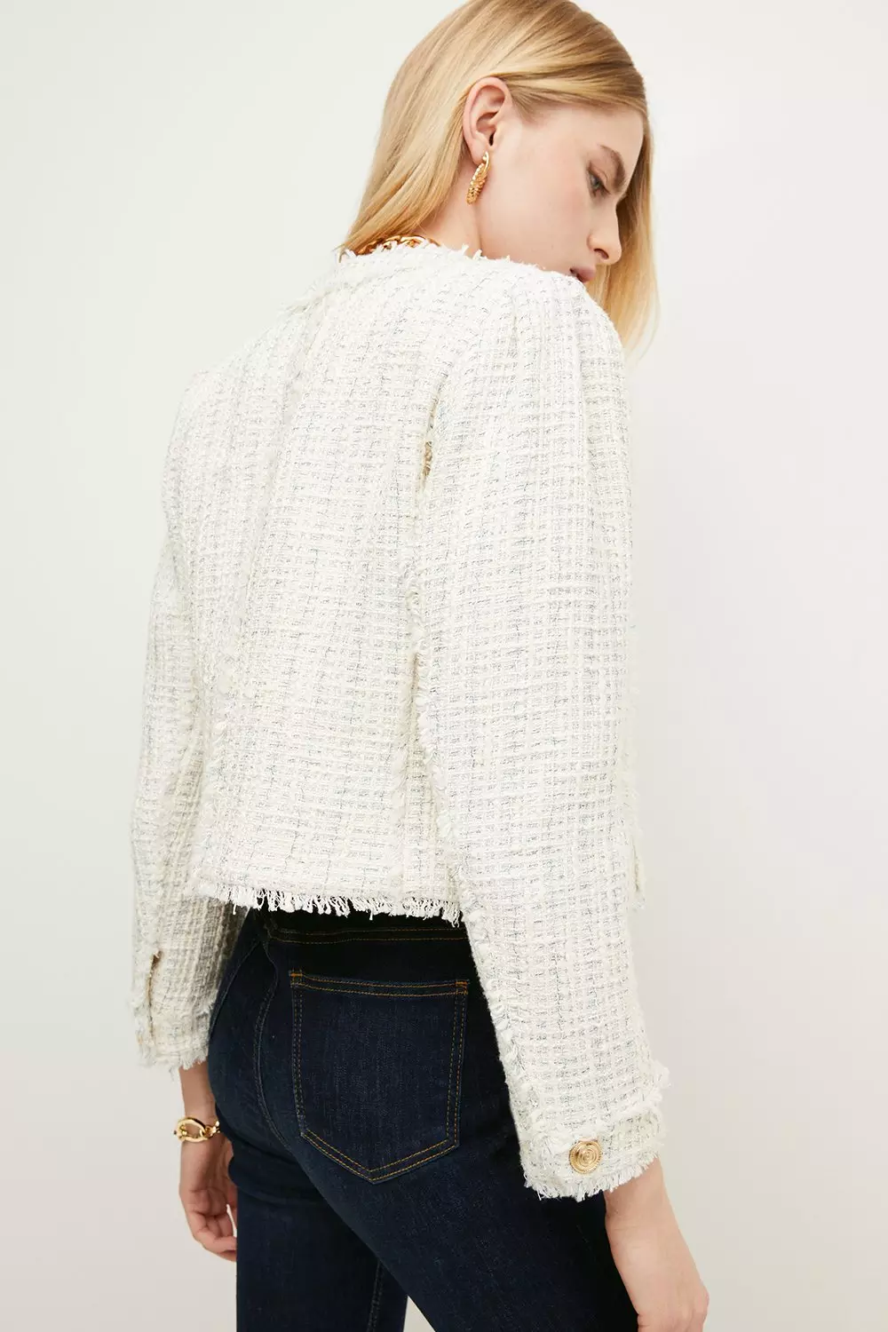 Beige boucle shop jacket