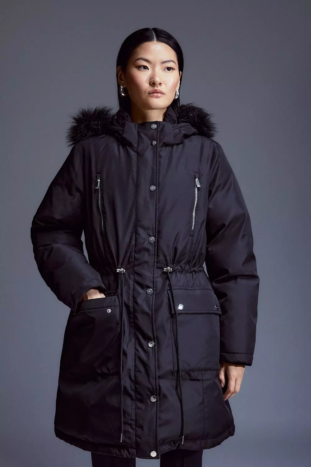 Fur trimmed discount hooded parka