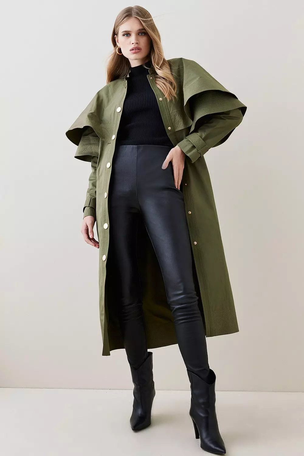 Storm Flap Layered Trench Coat