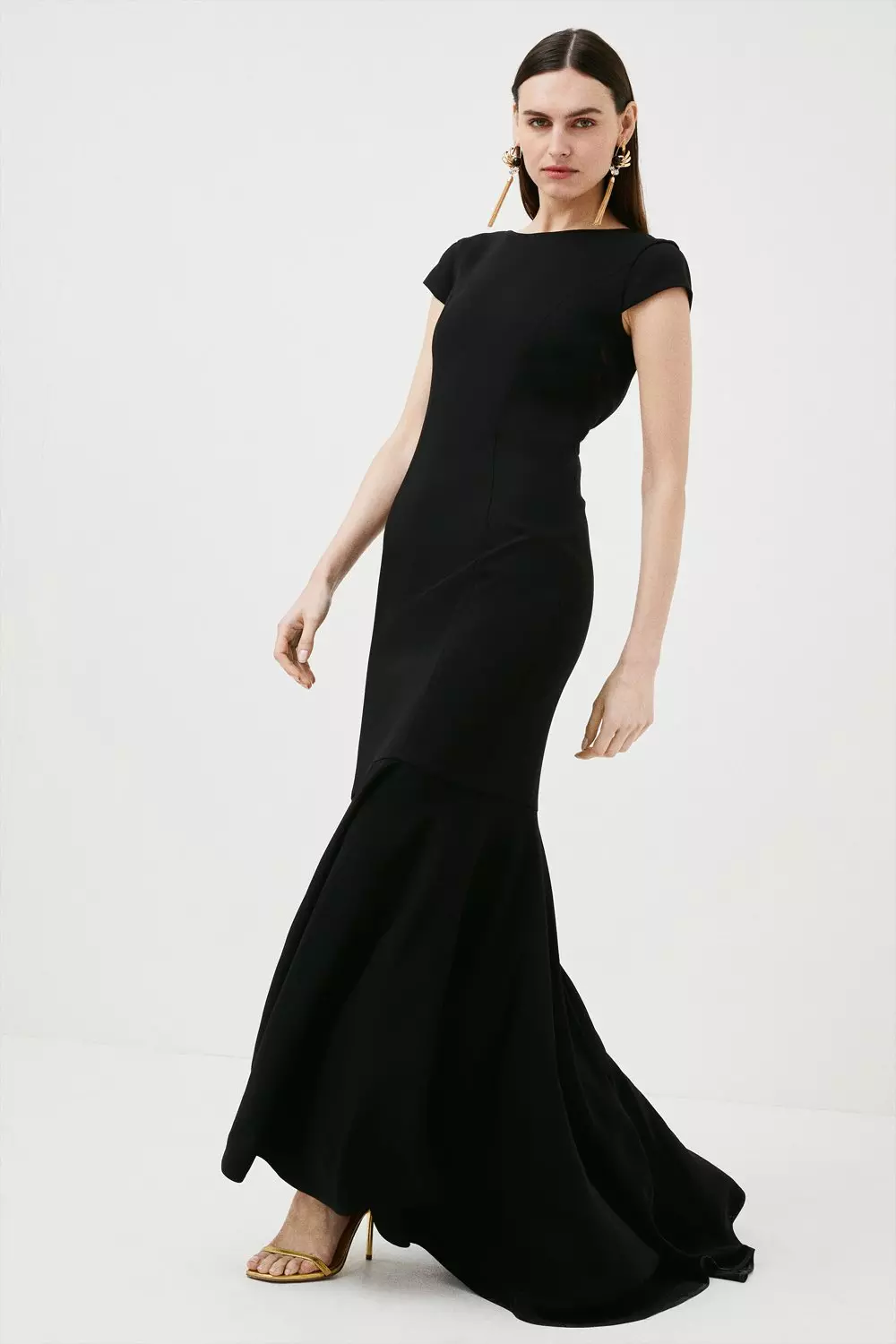 Compact Viscose Fishtail Maxi Dress | Karen Millen