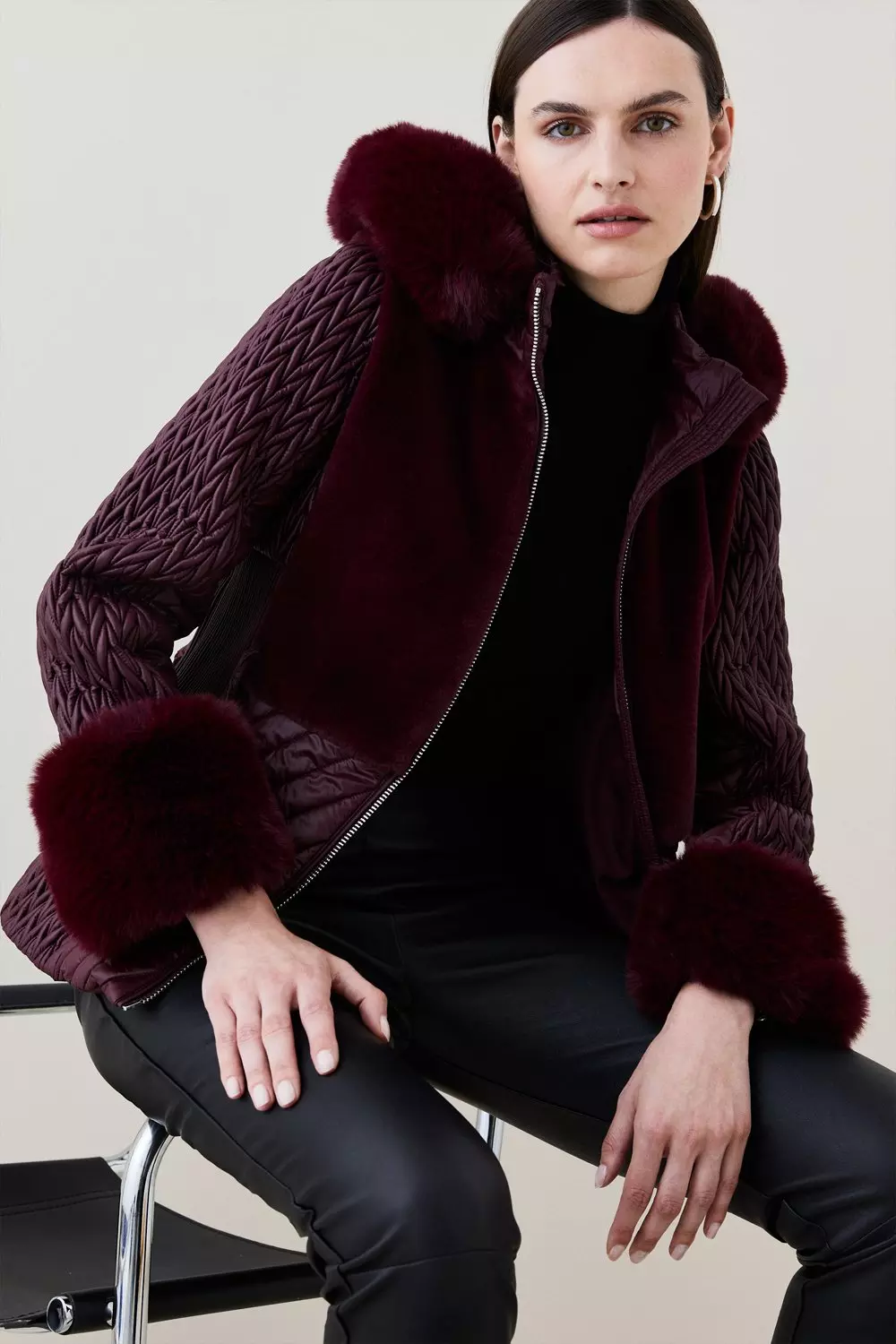 Quilted Faux Fur Coat