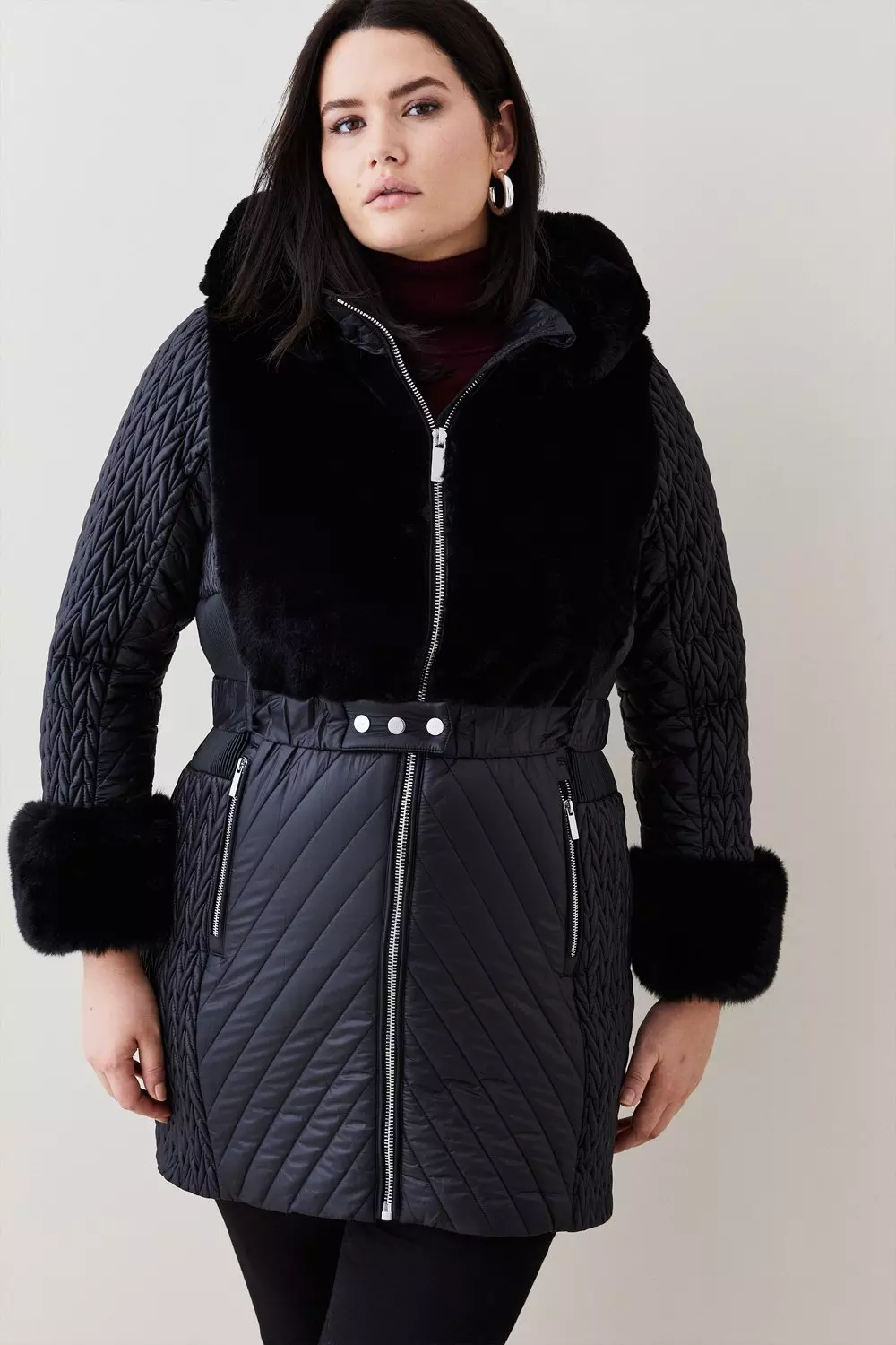 Karen millen outlet black coat sale