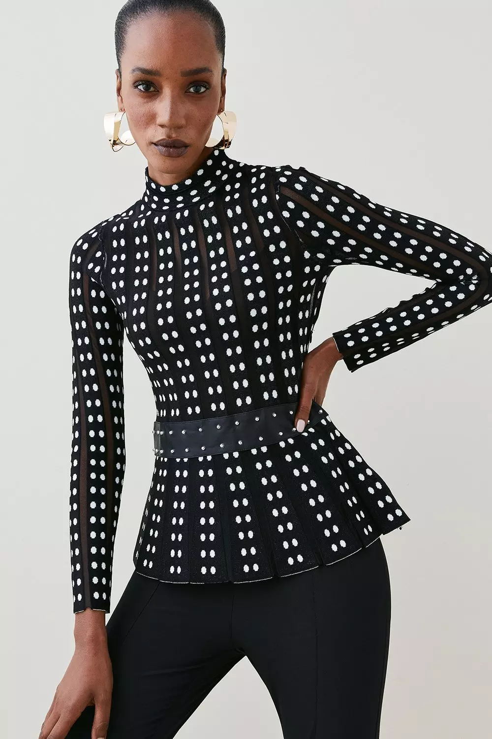 Flat White Sheer Polka-Dot Blouse