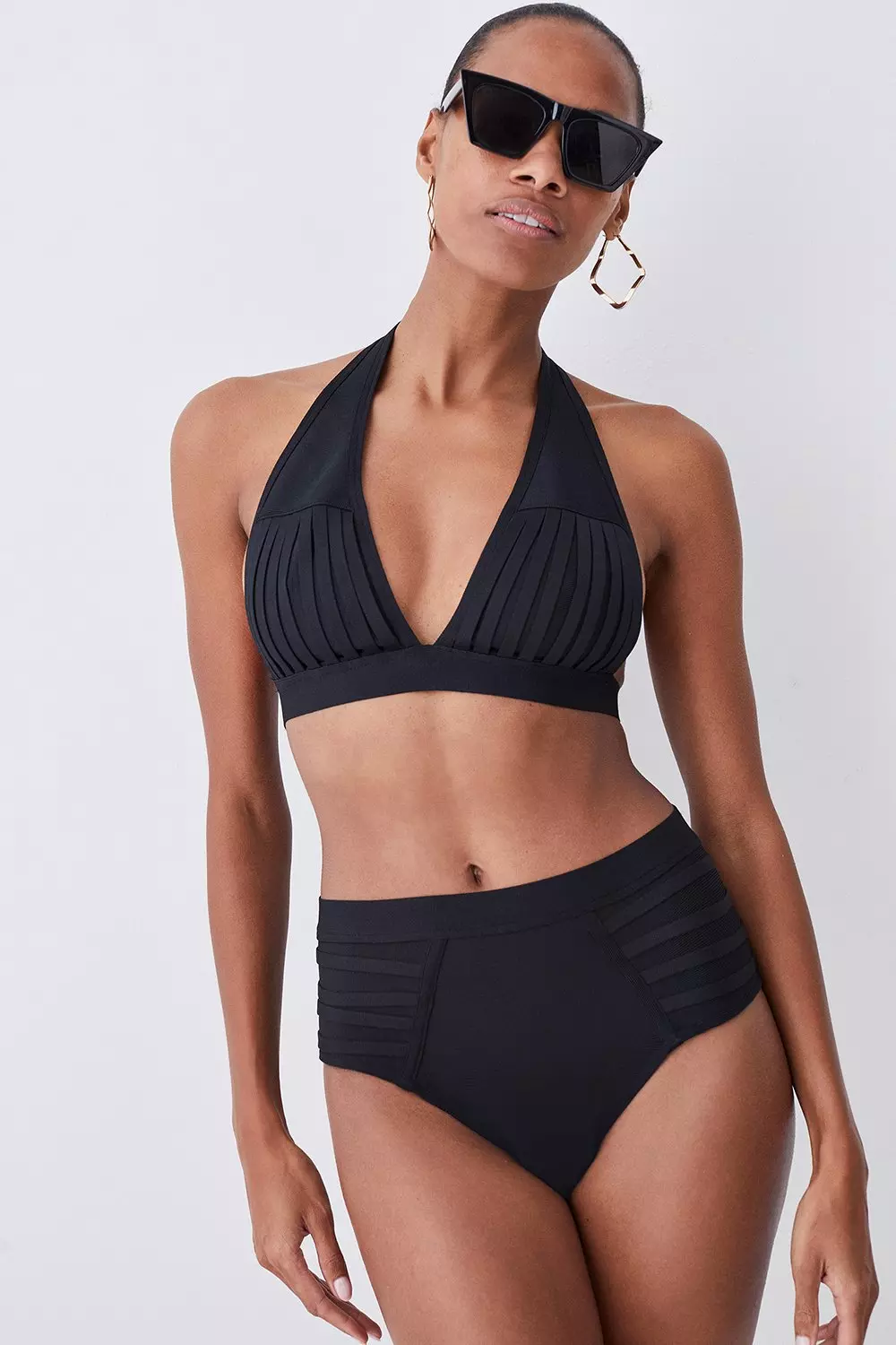 Bandage Sheer Stripe Bikini Bottoms Karen Millen