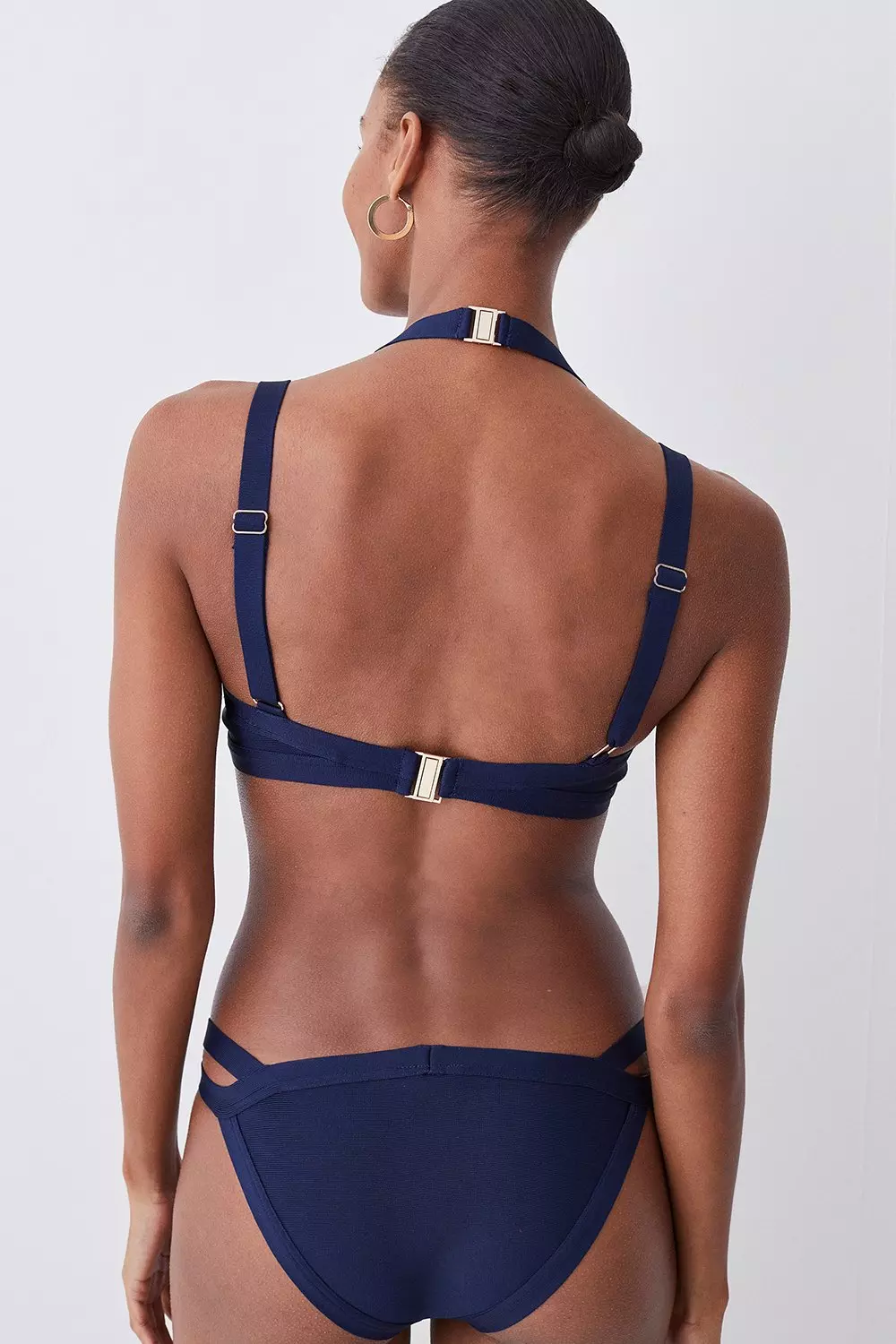 Bandage Halter Neck Strappy Back Swimsuit | Karen Millen