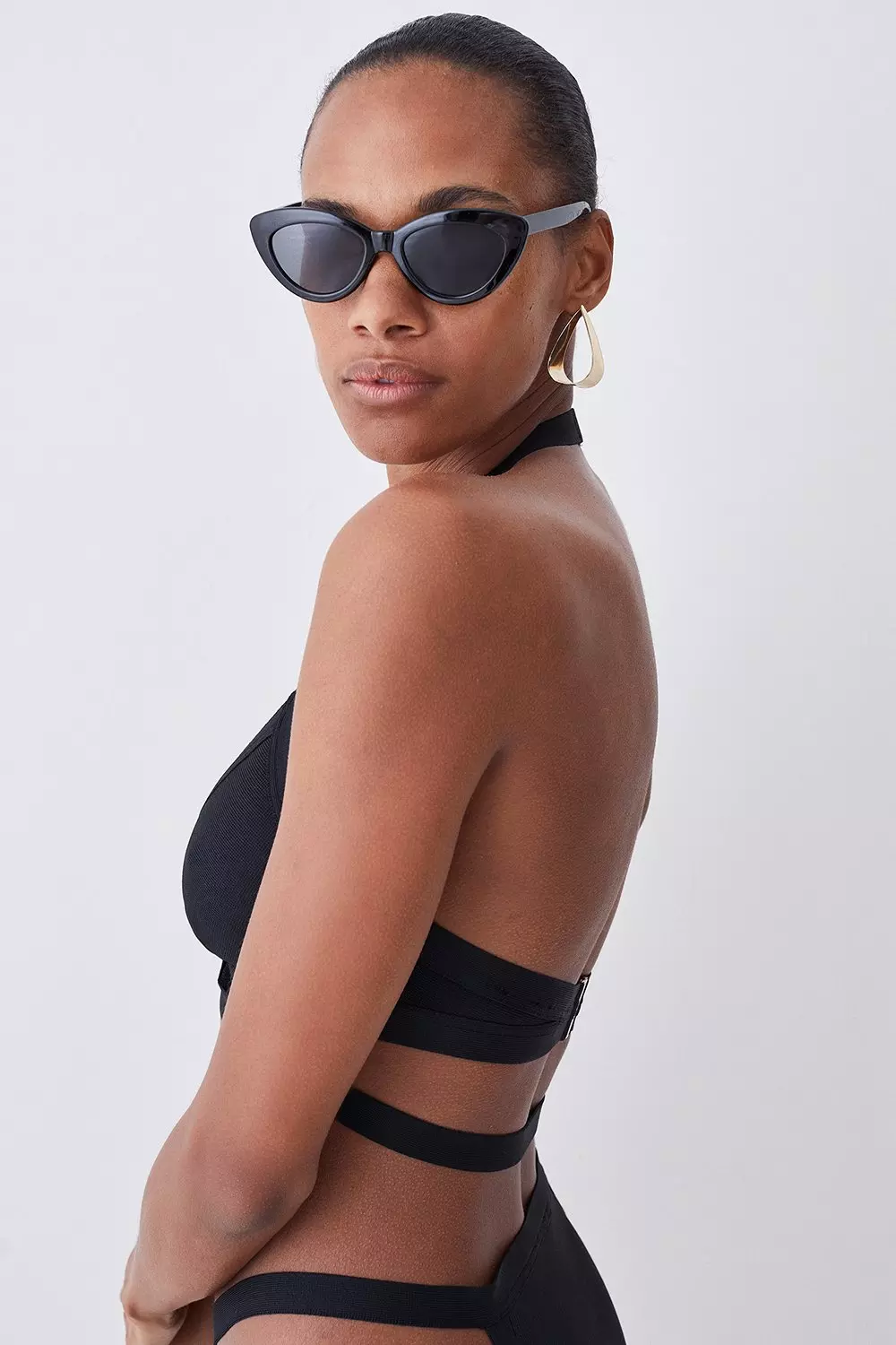 Twyla Backless Strappy Dress with Bralette Top - Inky Black Jamdani – AYESHA