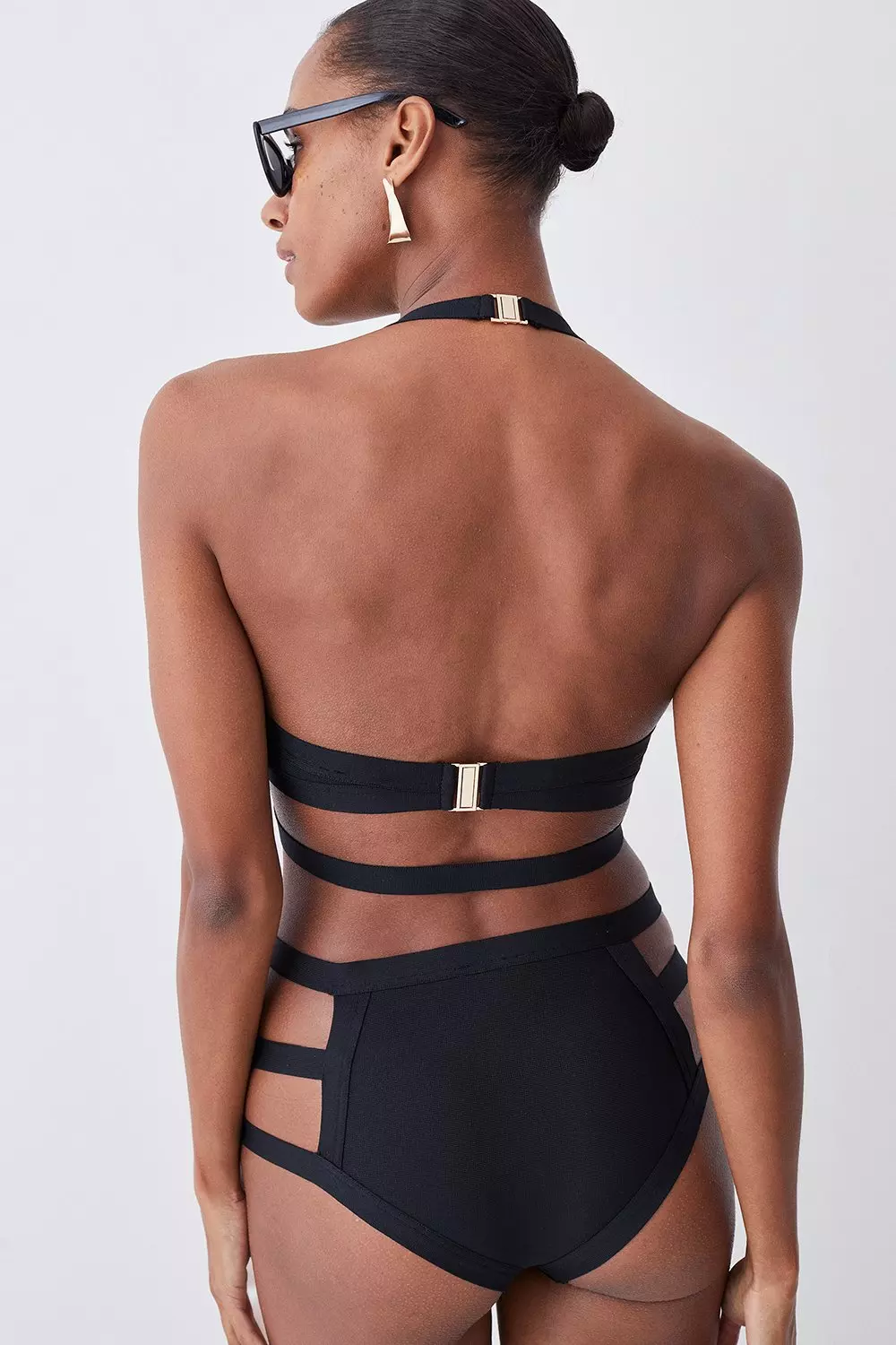 Bandage Halter Neck Strappy Bikini Top | Karen Millen
